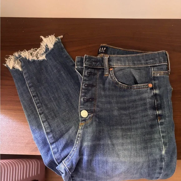 GAP Women's High-Rise Dark Blue Button-Fly Jeans - Picture 4 of 9